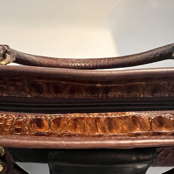 BRAHMIN Harbour Collection Doctor Bag Satchel Brown Burlap/Woven Leather - Picture 15 of 16